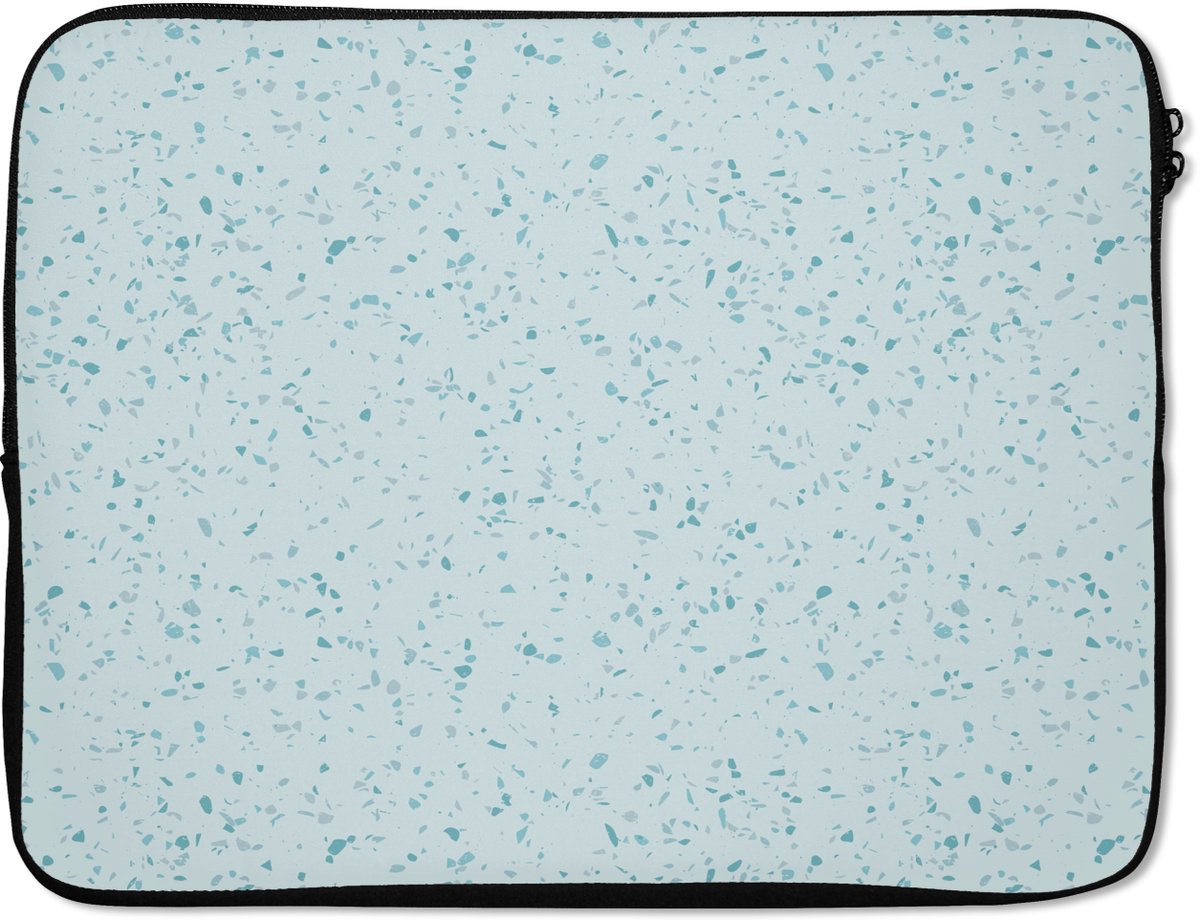 Laptophoes 17 inch - Terrazzo - Patroon - Kleurrijk - Baby Blauw - Laptop sleeve - Binnenmaat 41x28 cm - Zwarte achterkant