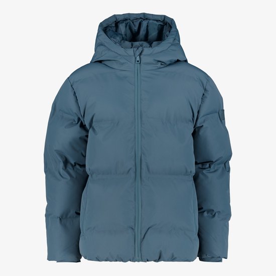 Veste d'hiver matelassée pour garçon, non signée, bleue - Taille 164 - Avec capuche - Fermeture éclair