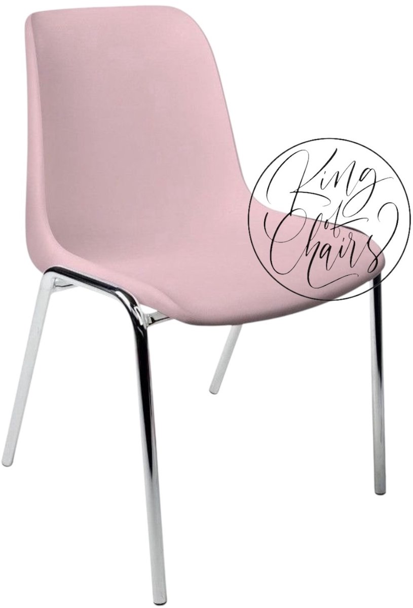 Kantinestoel Helene Roze - verchroomd onderstel kantinestoel stapelstoel kuipstoel vergaderstoel tuinstoel kantine stoel stapel stoel tuin stoel kantinestoelen stapelstoelen kuipstoelen arenastoel schoolstoel bezoekersstoel Everardo