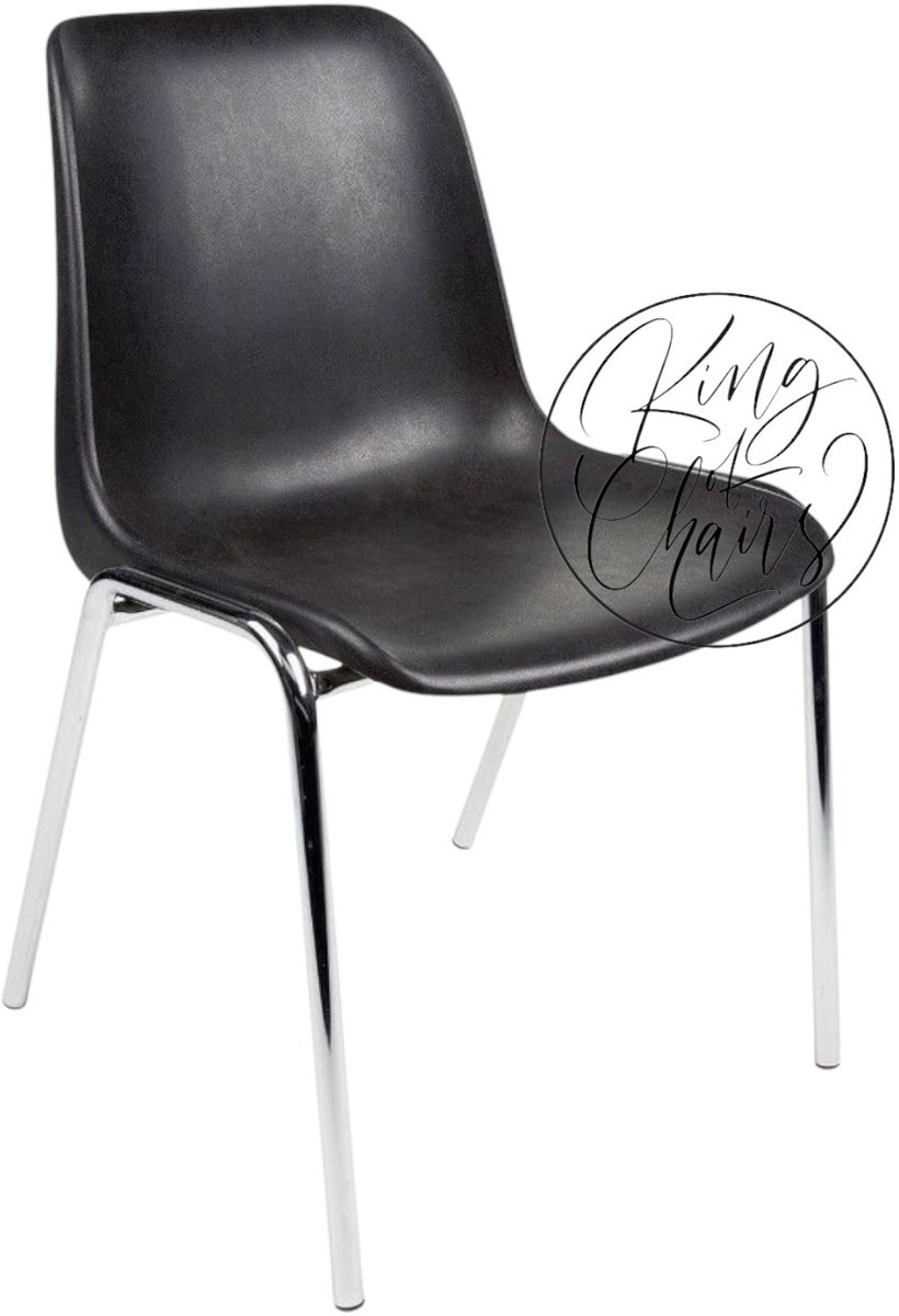 Kantinestoel Helene Zwart - verchroomd onderstel kantinestoel stapelstoel kuipstoel vergaderstoel tuinstoel kantine stoel stapel stoel tuin stoel kantinestoelen stapelstoelen kuipstoelen arenastoel schoolstoel bezoekersstoel Everardo