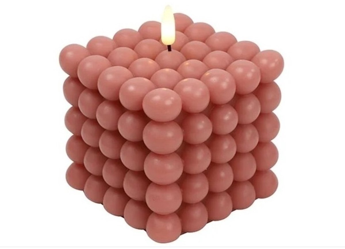 Countryfield Ledkaars met vlam effect Lyon Roze 12 cm, Bolletjes led kaars, Led kaars Roze, led kaars, bolletjes kaars, Led bolletjes kaars