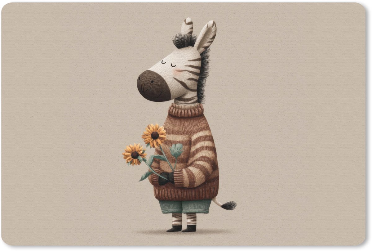 Muismat 27x18 cm - Mousepad Zebra - Zonnebloemen - Warm - Muismatten