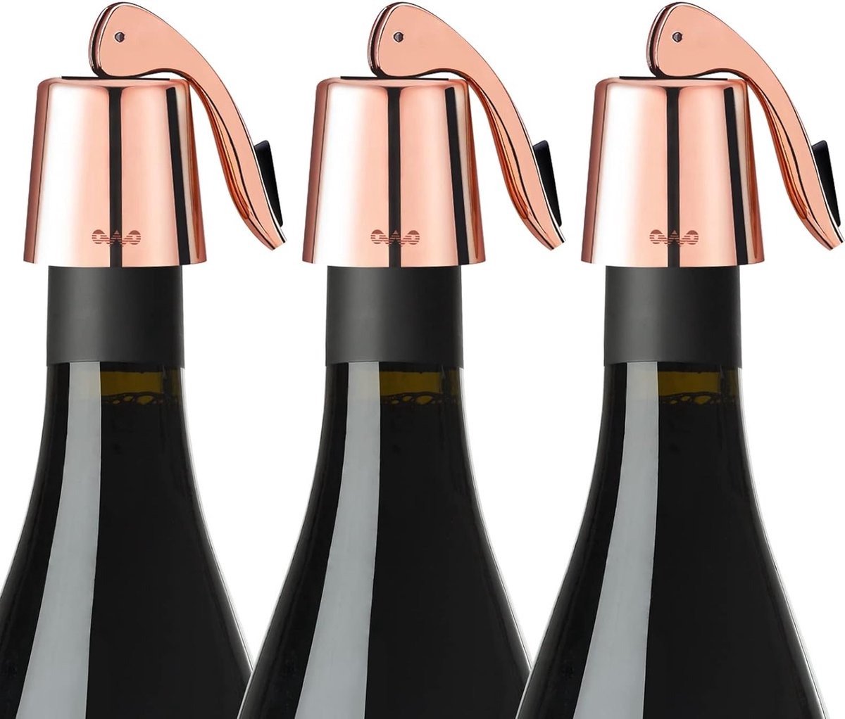 WNHB® Wijnstopper Roestvrijstaal - Vacuüm Wijnfles Stopper - Herbruikbare Wijnsluiter - Luchtdichte Flessenstop - Cadeau Voor Wijnliefhebbers Rosé Goud