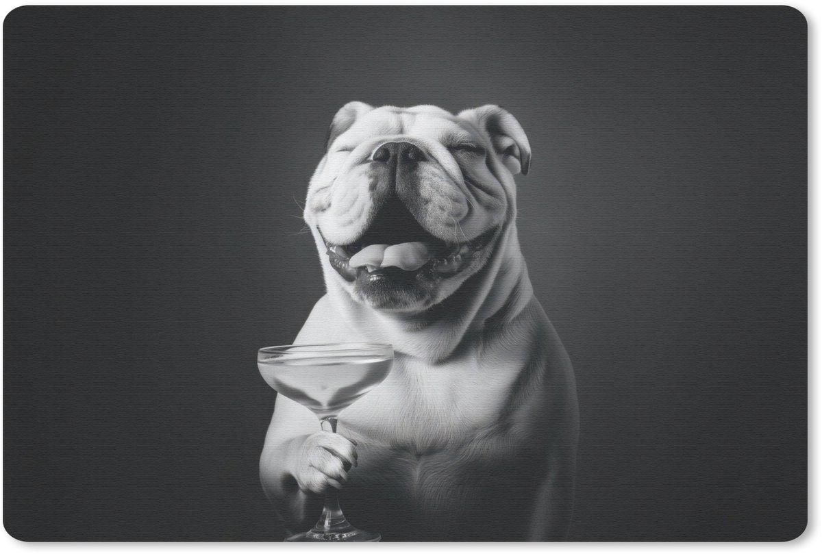 Muismat 27x18 cm - Mousepad Buldog - Hond - Glas - Muismatten