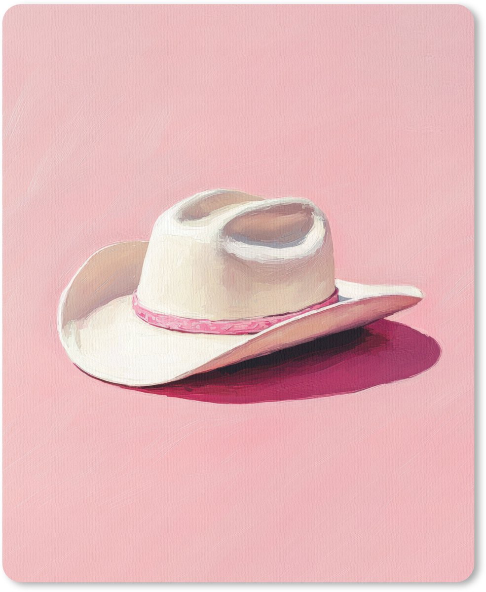 Muismat 19x23 cm - Mousepad Zomers - Hoed - Roze - Muismatten