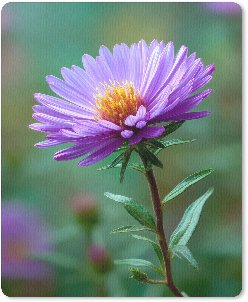 Muismat 19x23 cm - Mousepad Aster - Paars - Bloem - Blaadjes - Muismatten