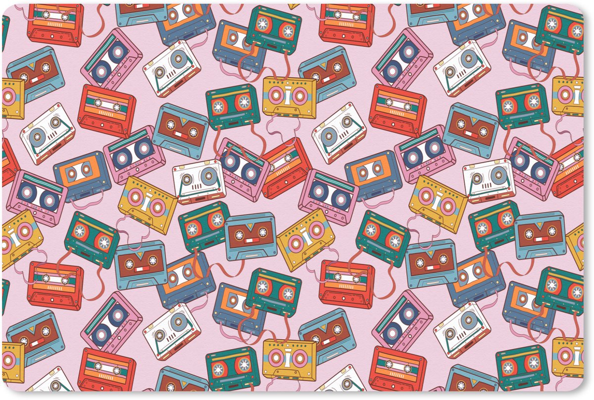 Muismat 27x18 cm - Mousepad Cassette - Patroon - Roze - Muismatten