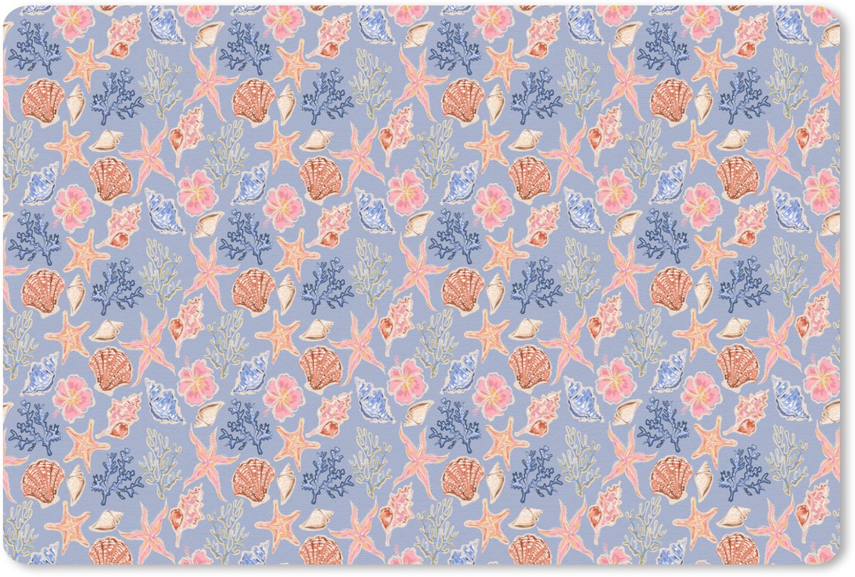 Muismat 27x18 cm - Mousepad Kust - Zee - Blauw - Roze - Muismatten