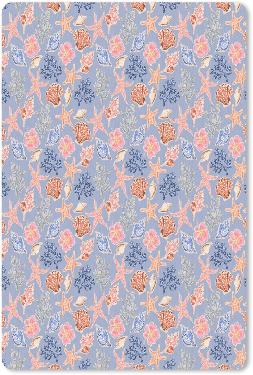 Muismat 18x27 cm - Mousepad Kust - Zee - Blauw - Roze - Muismatten