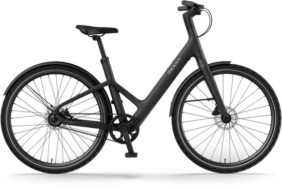 Elektrische fiets Reany W1 zwart 28 inch lekbestendig, 250W motor, 360Wh accu, riemaandrijving, hydraulische remmen