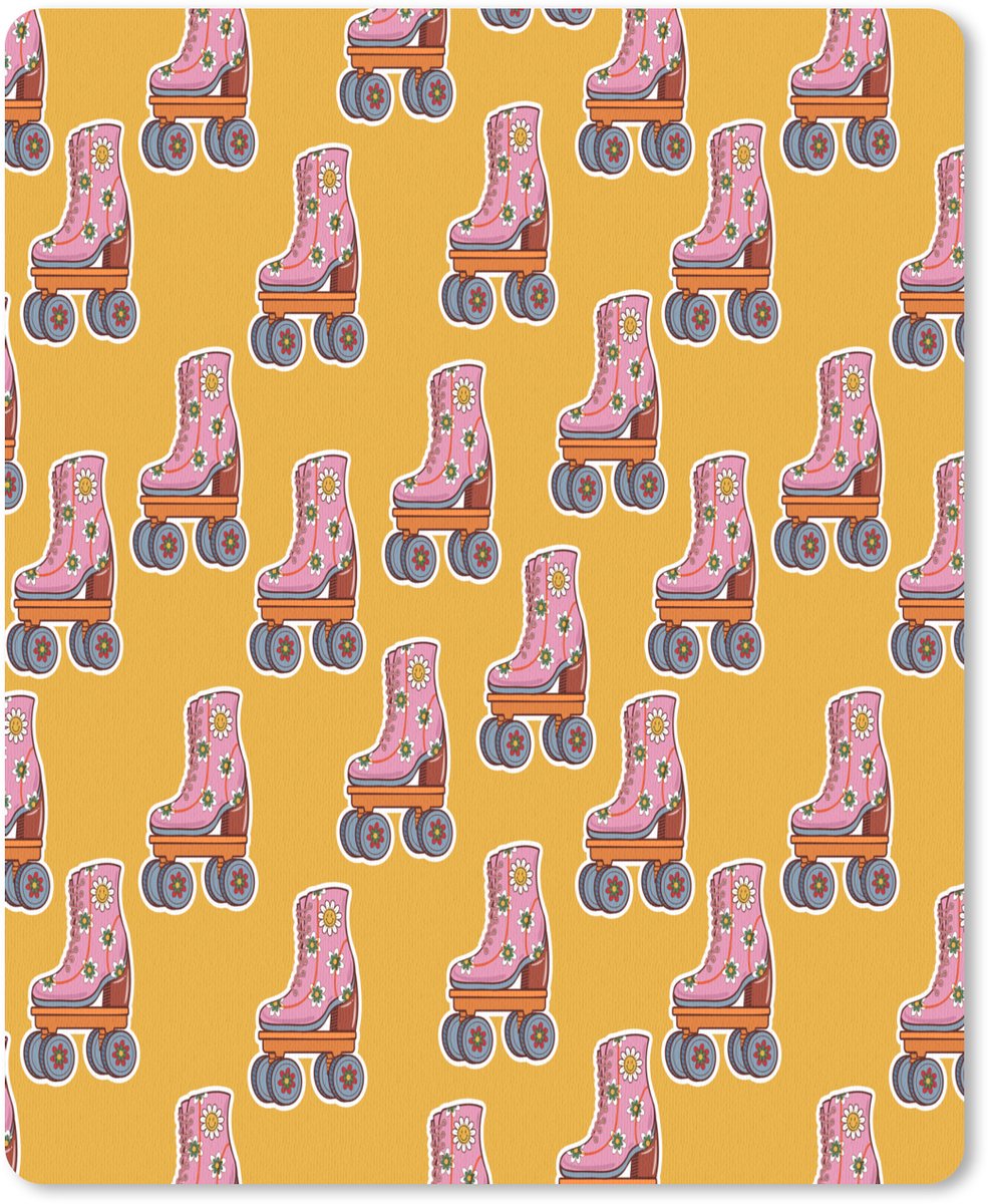 Muismat 19x23 cm - Mousepad Geel - Rolschaatsen - Patroon - Muismatten