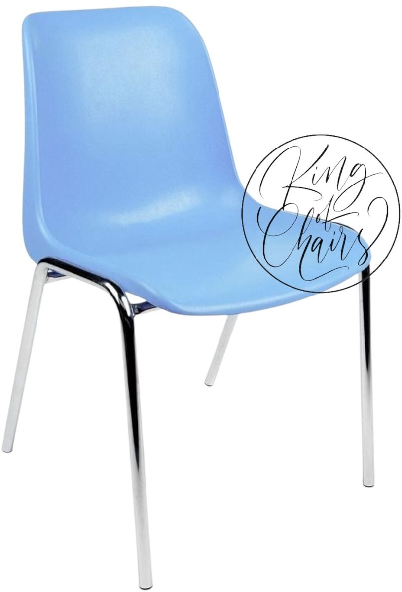 Kantinestoel Helene Lichtblauw - verchroomd onderstel kantinestoel stapelstoel kuipstoel vergaderstoel tuinstoel kantine stoel stapel stoel tuin stoel kantinestoelen stapelstoelen kuipstoelen arenastoel schoolstoel bezoekersstoel Everardo