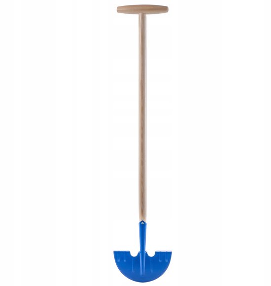 KADAX Gazonkantsteker van staal, randsteker met T-greep voor graskleur, effectief mes voor gras, gazonrandsnijder met lange steel van hout (halve maan, blauw) van KADAX — afbeelding 3