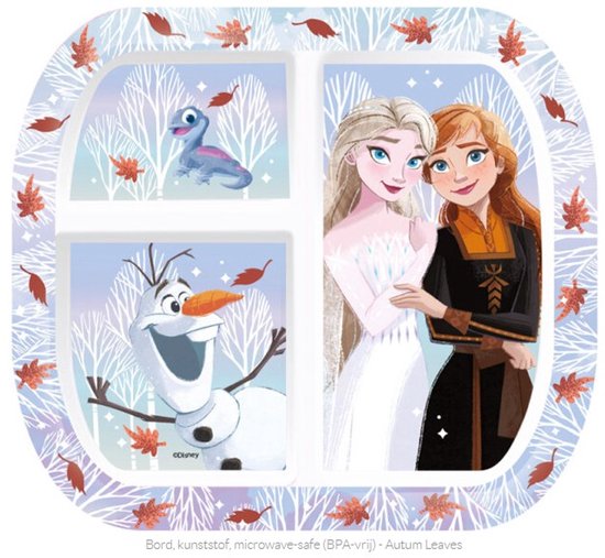 Frozen: Bord, kunststof, microwave-safe (BPA-vrij) - Autum Leaves, Frozen vakken bord, Kunststof bord, Frozen bord, Frozen