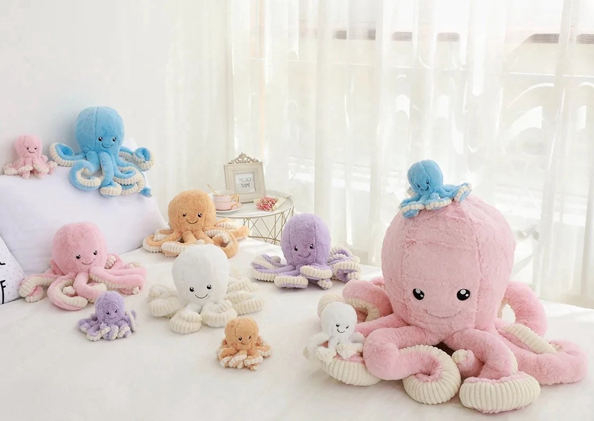 Klikkopers® - Octopus Knuffel - Inktvis Knuffel - Kawaii Kussen - Kawaii Knuffel - Paars - 80 cm — cadeau in Spellen & Speelgoed - foto 3