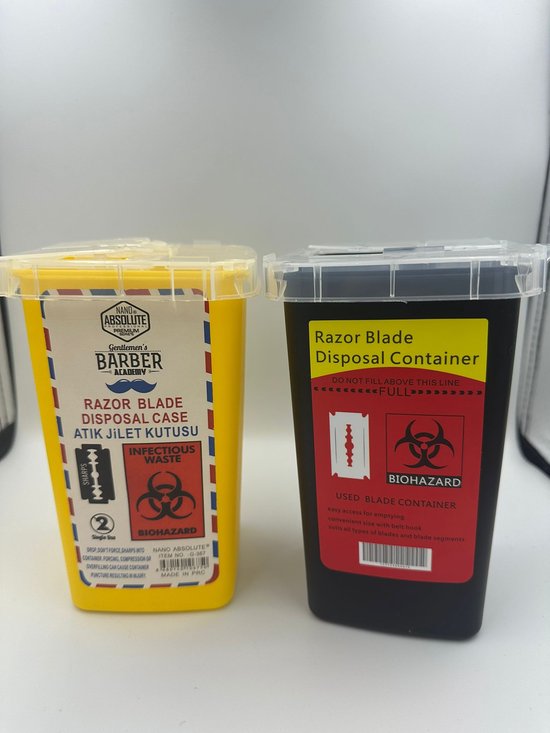 Used Blade Container Label 2 Disposal Blade Container Barbershop Hair Salon Shaving Knife Blade ...
