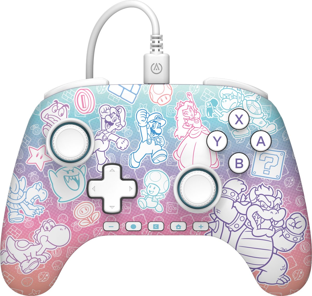 PowerA Advantage Bedrade Controller voor Nintendo Switch 2 - Mushroom Kingdom - Blauw/ Roze