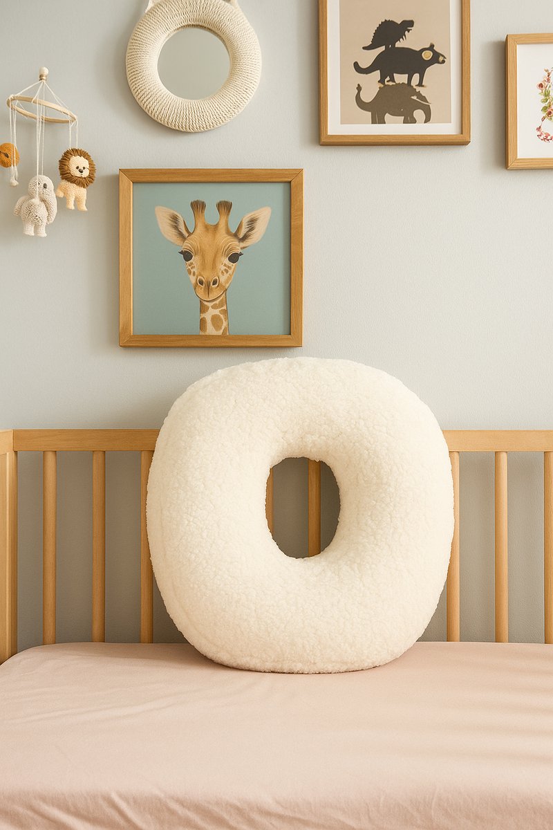 Kraamcadeau Teddy Letterkussen O - Zacht Letter Kussen voor de Babykamer - 40 x 35 cm - Gepersonaliseerd Babycadeau met Naam Letter - Decoratie Kinderkamer