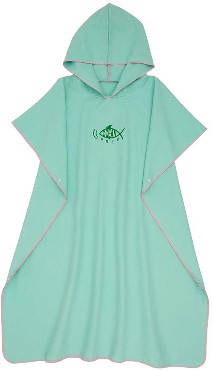 Retro Microvezel Badponcho - Oversized Sneldrogend Ultralicht Met Capuchon - Voor Dames Heren en Jongeren - Omkleden op Strand - Mintgroen 110x90cm