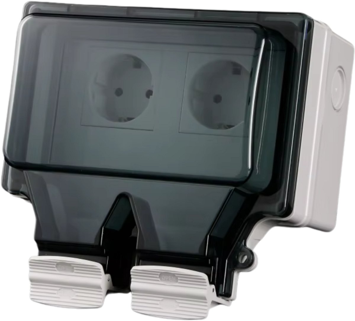 Oneproduct - Buitenstopcontact - Dubbel stopcontact - Buiten stekkerdoos - Tuinstopcontact - Wandstopcontact - IP66 waterbestendig - Wit