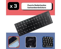 Toetsenbordstickers Nederlands QWERTY – 3 Sets – Zwart – Vervangstickers voor Keyboard