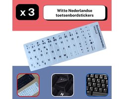 Toetsenbordstickers Nederlands QWERTY – 3 Sets – Wit – Voor Laptop en PC