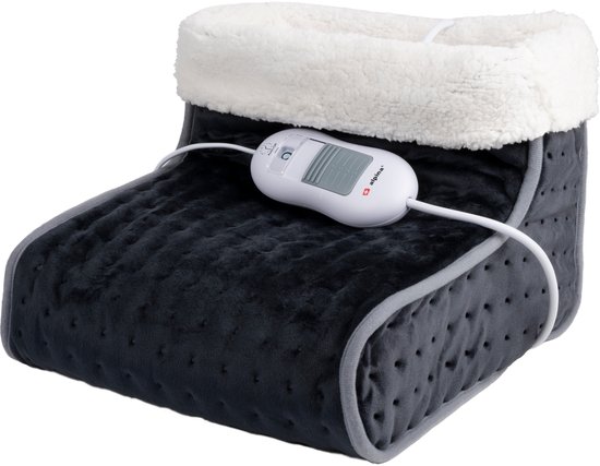 alpina Voetenwarmer – Elektrische Voetverwarmer met 3 Warmtestanden – Voetenwarmers Volwassenen – Pantoffel Voetverwarmer – Voor Voetverzorging – Voetenwarmer Electrisch – Voetwarmer - Grijs