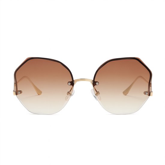 Beige Zonnebril Vrouwen Vintage Gradiënt Groot Frame Zonnebril
