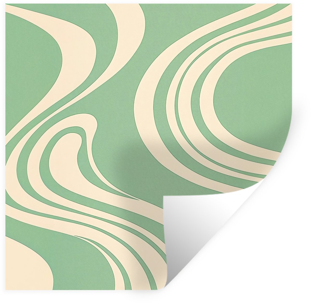 Muurstickers - Sticker Folie - Golvende lijnen - Mintgroen - Dansende vormen - 100x100 cm 