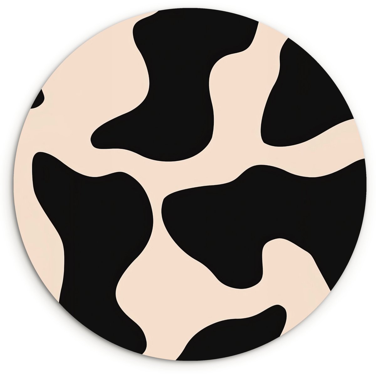 WallCircle Wandcirkel 140x140 cm - Muurcirkel Vlekkenpatroon - Koe - Beige - Muurdecoratie woonkamer - Wanddecoratie slaapkamer - Kamer decoratie accessoires - Ronde schilderijen