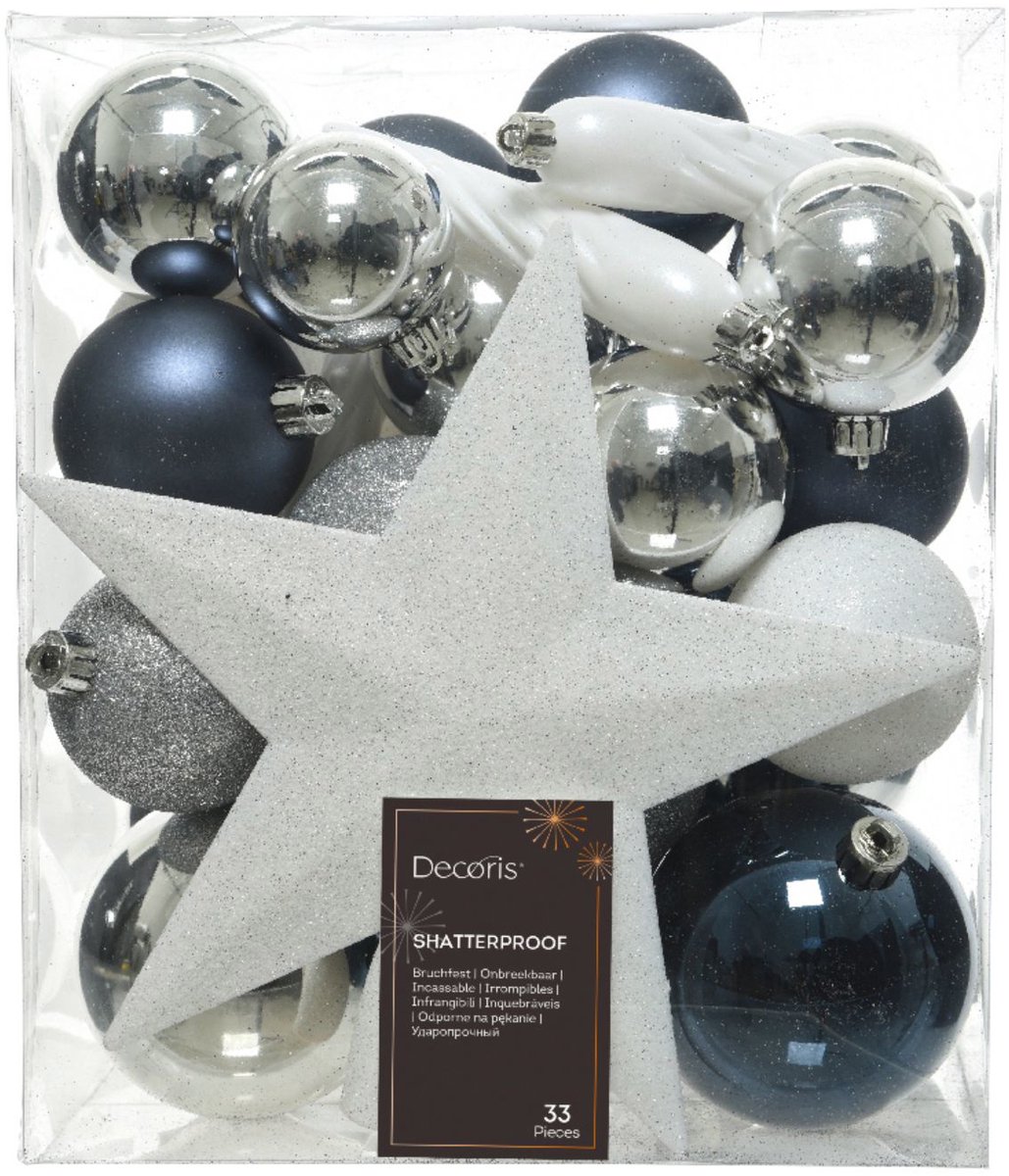 Kerstballen in diverse kleuren van het merk Decoris.