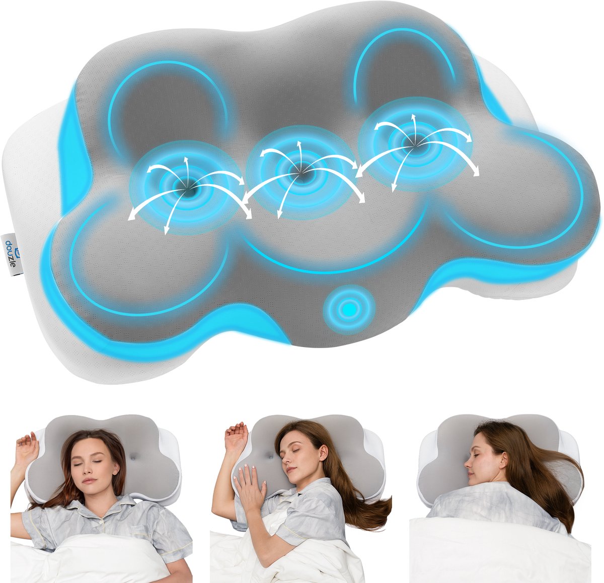 Anti Snurk Kussen – Vlinderkussen – Apneu Slaapkussen – Ademvrij Hoofdkussen – Slaap apneu Kussen – Traagschuim – 2 Hoogtes – 61x36cm – Douzle