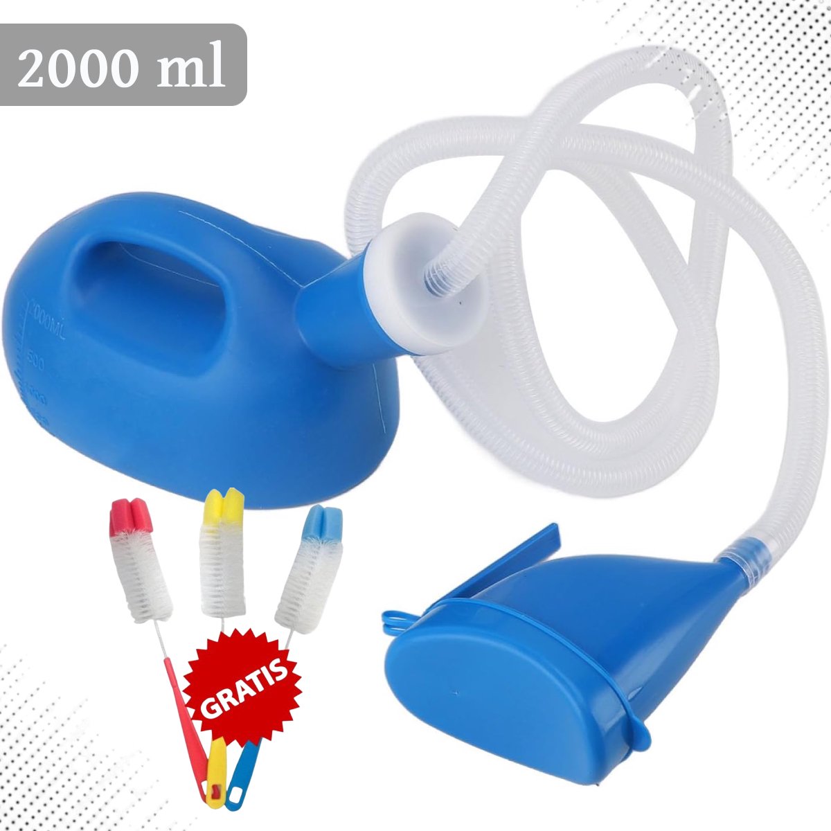 Urine Container – Urinaal – Urinebeker – Inclusief 3 Gratis Schoonmaakborstels – Ideaal voor Vrouwen – Plasfles 2000 ml
