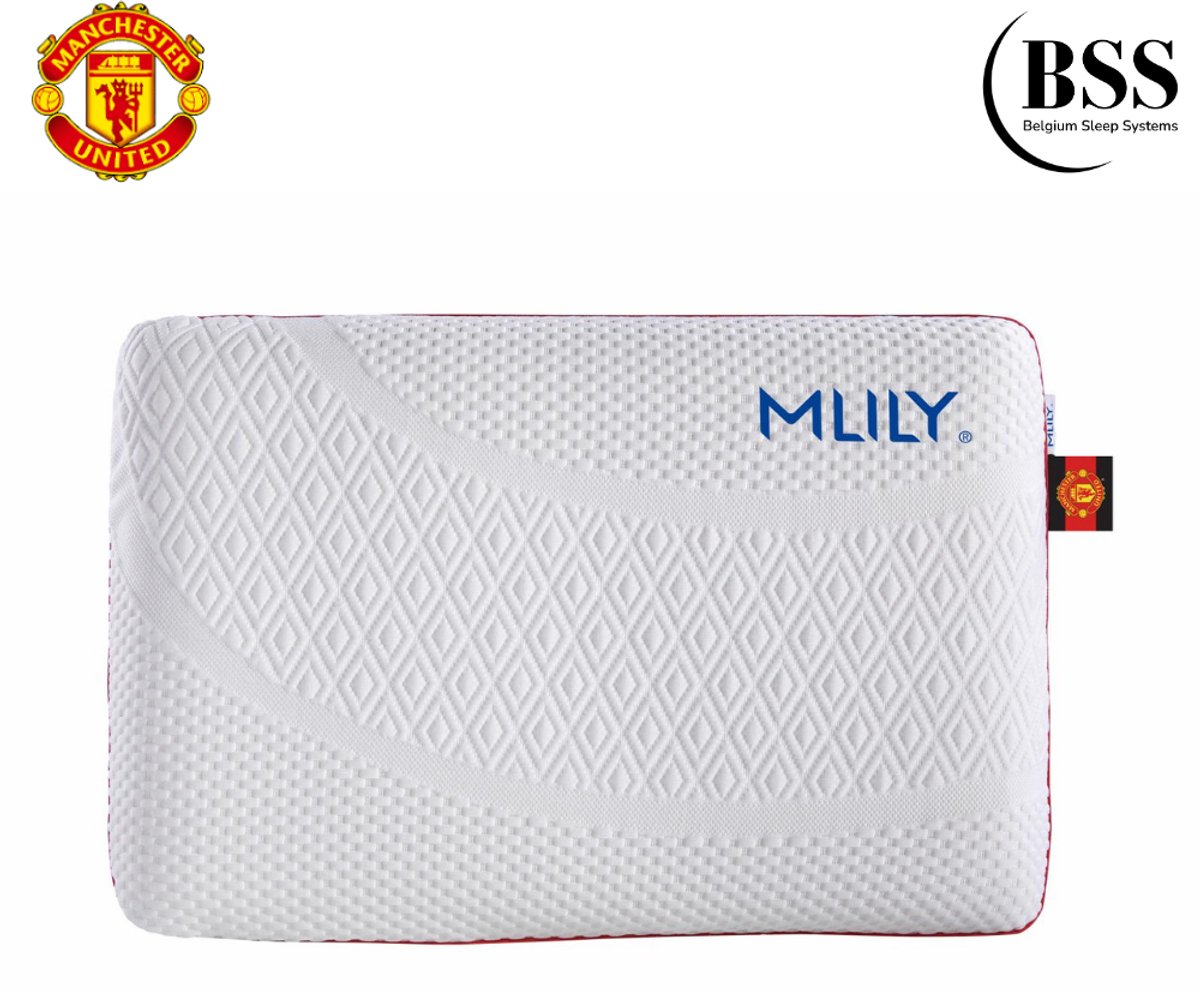 BSS Bedding MLILY - Hoofdkussen - Memory Foam Hoofdkussen - 60x40x12 cm - Ademend Bamboe Charcoal Traagschuim - Ergonomisch Nek kussen - Afneembare & Wasbare Tencel Hoes - Manchester United Official Partner