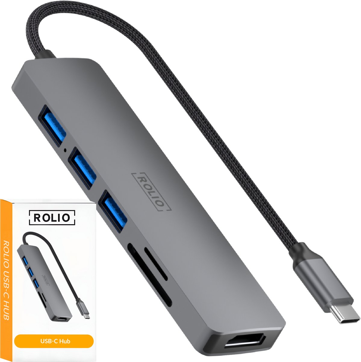 Rolio USB C Hub - 4K HDMI - Premium Kwaliteit - Universeel op Prijzenvolger.com