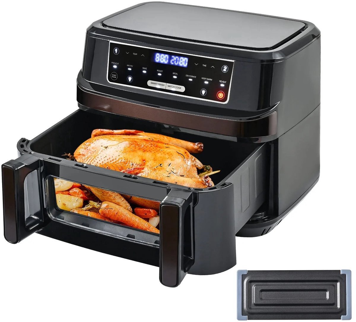 WNHB® Airfryer Heteluchtfriteuse - Enkel of Dubbele Kamer - Touchscreen - 8 Programma’s - Met Kijkvenster