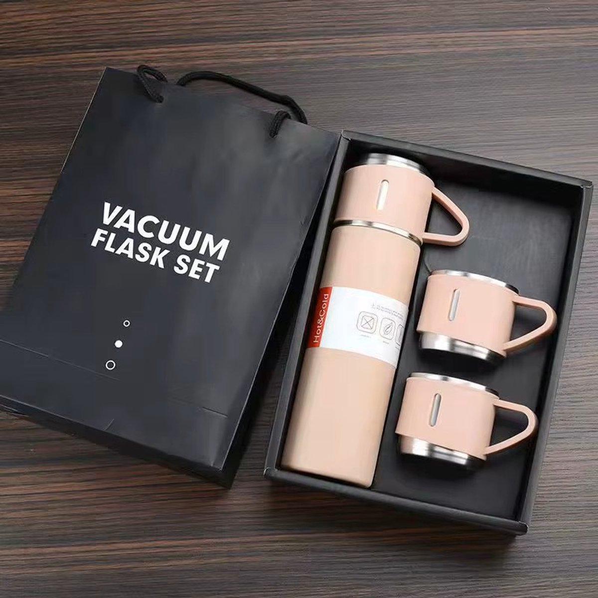 Thermosfles set 3-delig - RVS - Duurzaam, Lekvrij, en Leuk om Cadeau te Doen – Roze