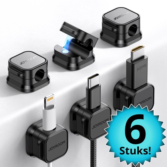 Joyroom Magnetische Kabel Organizer – Kabelhouder Zwart – Zelfklevende Kabelclip – Kabelbeheer Bureau, Nachtkastje & Keuken – Kabel Organizer