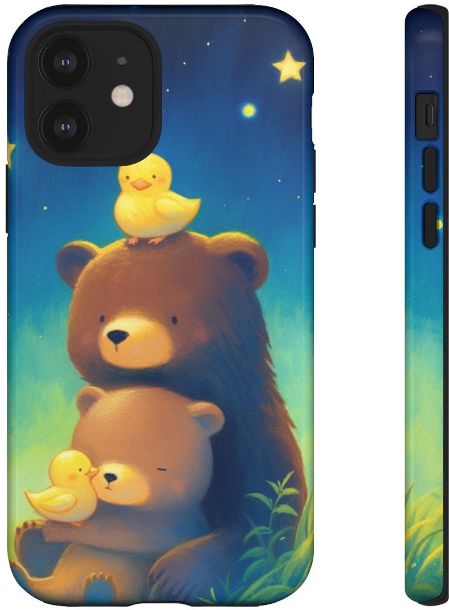 Schattige Beren en Eendjes onder Sterrenhemel – Telefoonhoesje Geschikt voor iPhone 12