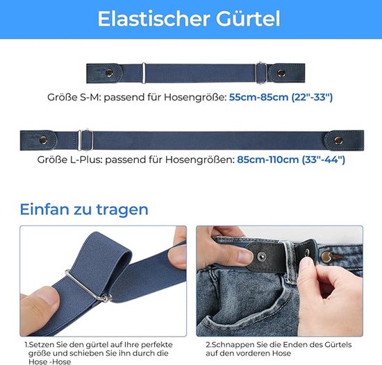 Belle Vous Onzichtbare Elastische Onzichtbare Platte Gesp Riemen (6 Stuks) - 6 Kleuren - Verstelbare Elastische Antislip Tailleriem Voor Mannen en Vrouwen - Voor Jeans, Broeken en Jurken