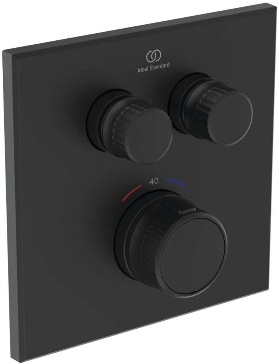 Ideal Standard CeraTherm Navigo - Thermostatische inbouw douchemengkraan voor 2 functies, zijdeglans zwart A7302XG
