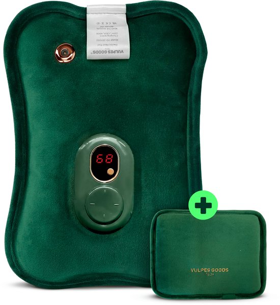 Vulpes Goods® - Elektrische kruik - Zacht flanel - Oplaadbare Warmwaterkruik - Baby kruik - Warmtekruik - Warmtekussen - Incl. Handwarmer - Digitaal Display - Ideaal bij menstruatieklachten - PRO Versie