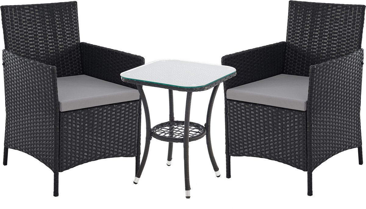SVITA BROOKLYN XL rotan tuinset met tafel, 2x fauteuils, 2-zitsbank