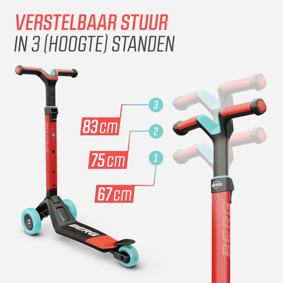 BERG Nexo Kinderstep - Step 3 wielen - Vanaf 2 jaar - Opvouwbaar - In hoogte verstelbaar - Rood — afbeelding 2