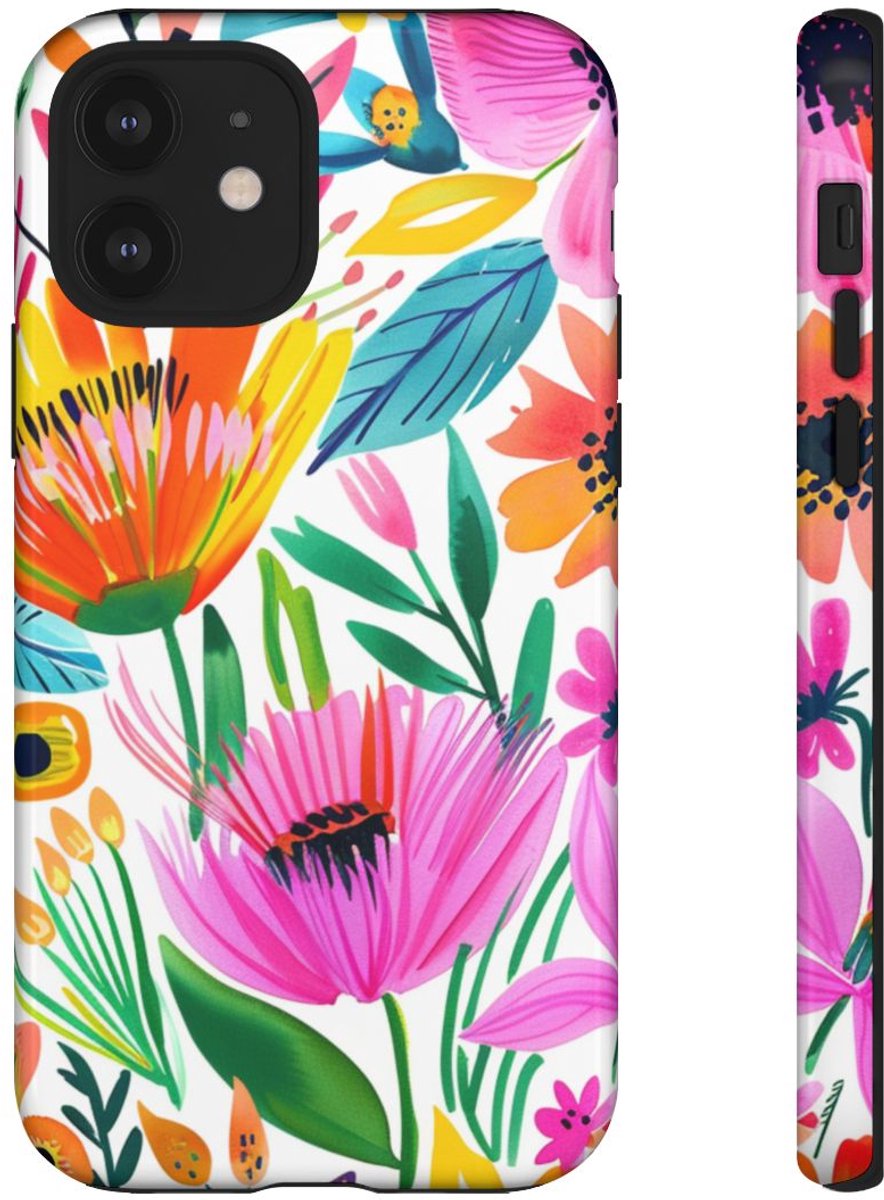 Vrolijk Waterverf Bloemenpatroon – Telefoonhoesje Geschikt voor iPhone 12