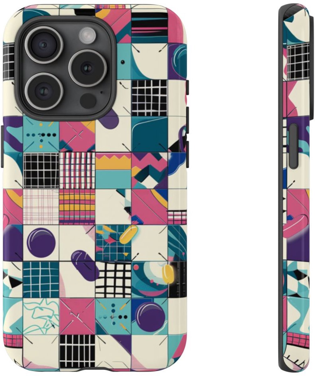Kleurrijk Abstract Geometrisch Patroon – Telefoonhoesje Geschikt voor iPhone 15 Pro