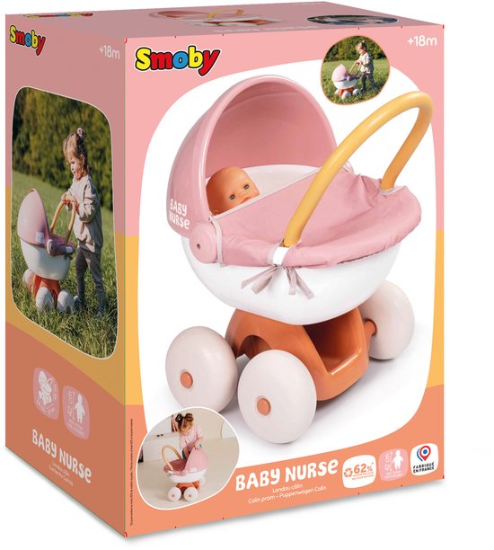 Poussette Pour Poupée Pliable - Cadre Robuste, Siège Rembourré, Ceinture - Jouet Pour Enfants 3 Ans+ - 25x49x53 Cm