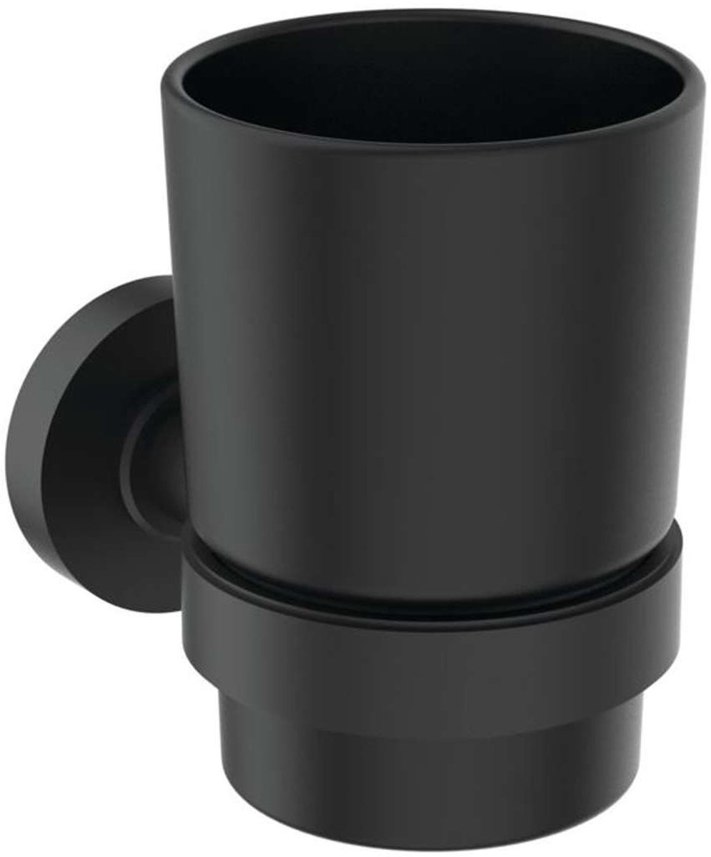 Ideal Standard IOM - Tandenborstel en tandpasta houder, zwart satijn glas/zijde zwart A7928XG