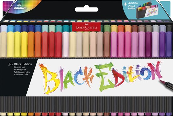 Stylo pinceau Faber-Castell - Édition noire - 50 pièces dans un étui en karton - FC-116454