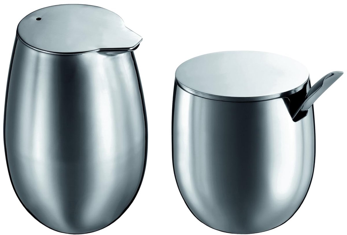 Melk- en suikerset - elegant roestvrij staal - set van 2